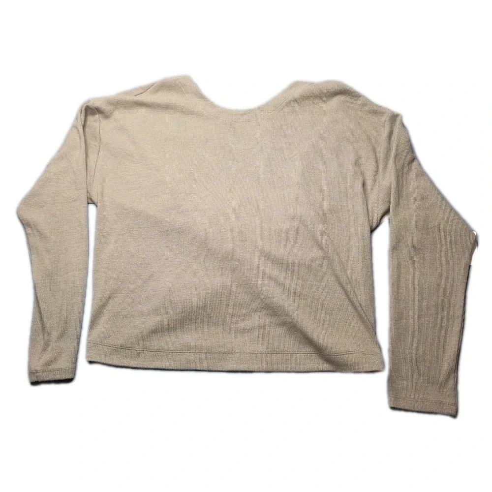 NWT Athleta Presence Twist Sweatshirt  M Lower Impact Materials Breathble Beige